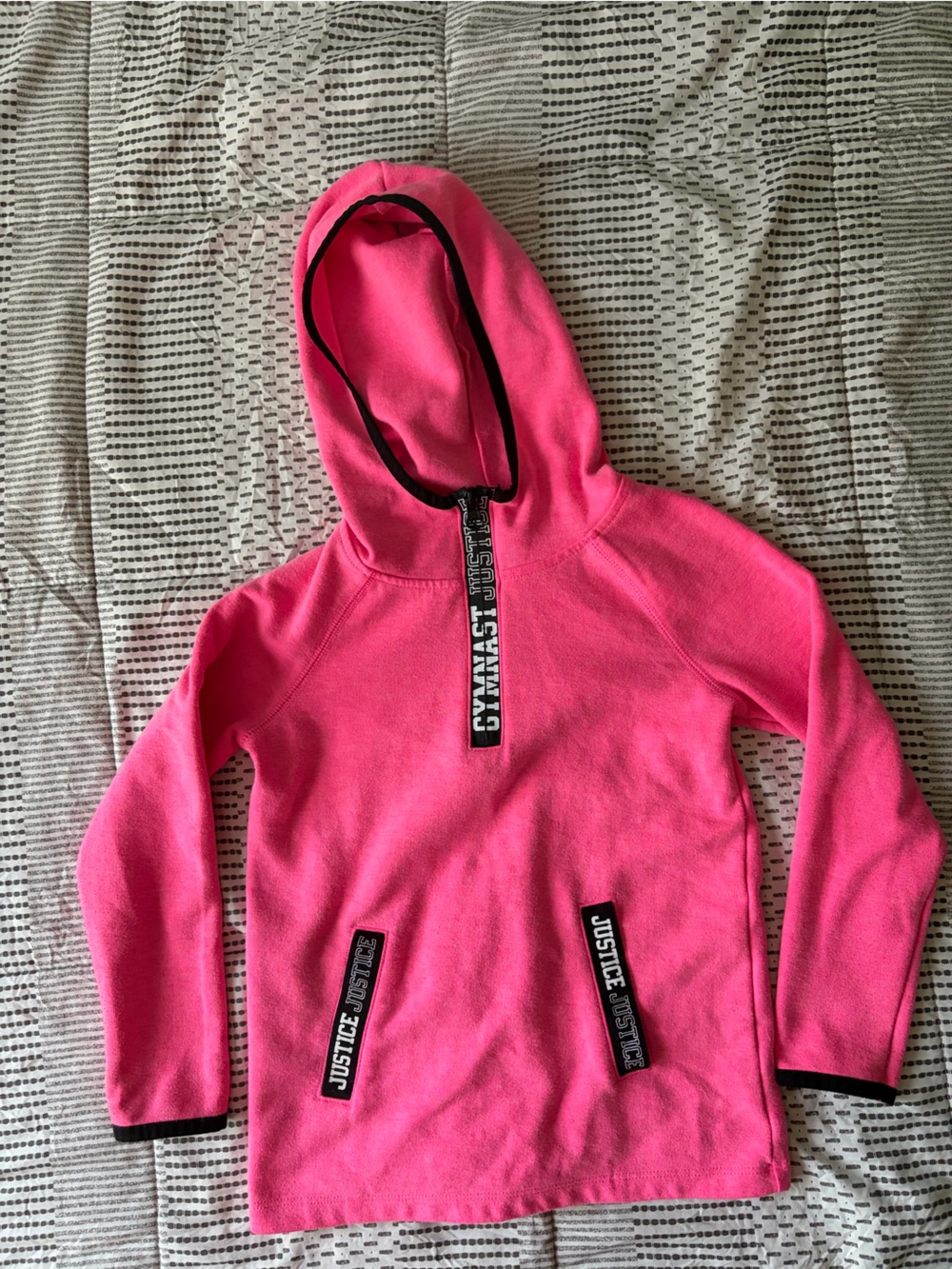 Justice Neon Pink Half-Zip Hooded Pullover